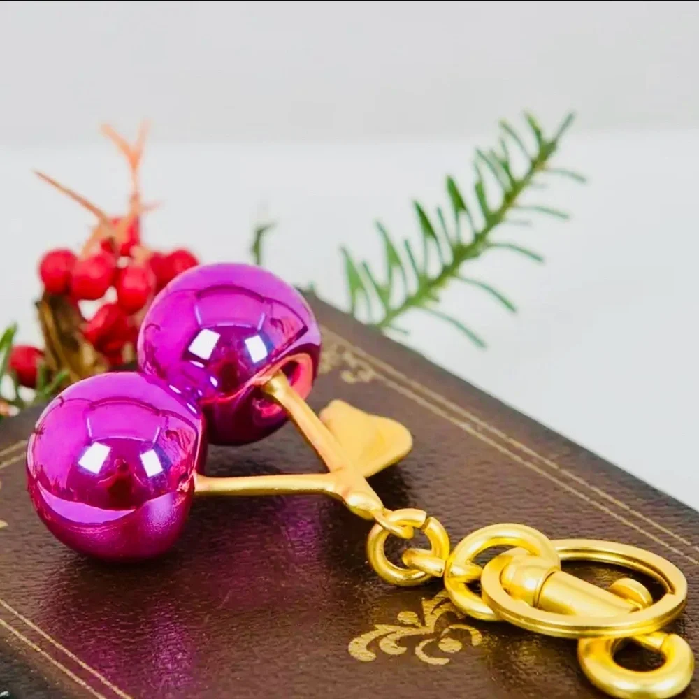Gold and Purple Cherry Keychain